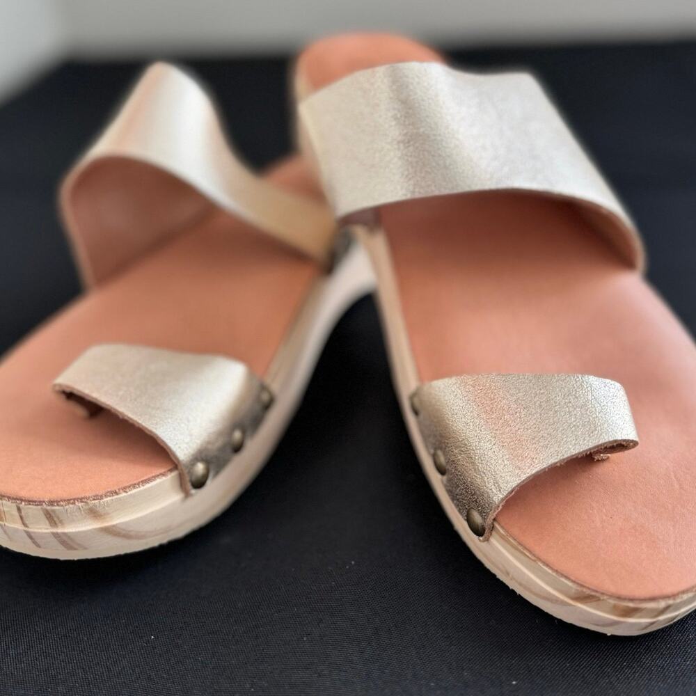 beek Leather Clog Sandal in Platinum - Size 10